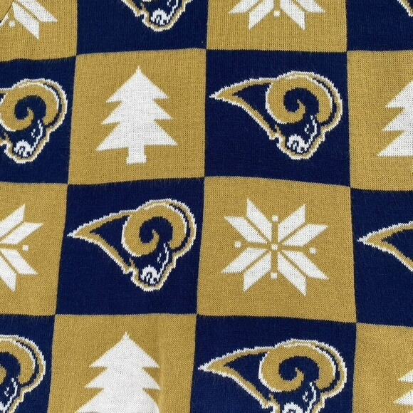 Los Angeles LA Rams NFL Sz S Mens Holiday X-Mas Sweater Graphic Print Blue Gold - Picture 8 of 9